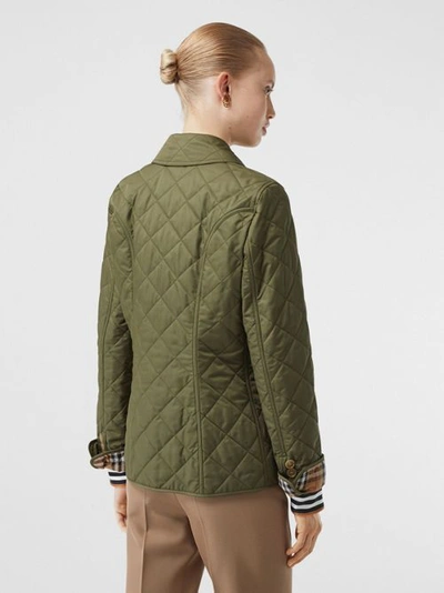 Shop Burberry Diamond Quilted Jacket In Olive Green