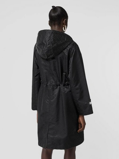 Shop Burberry Monogram Econyl® Jacquard Hooded Parka In Black
