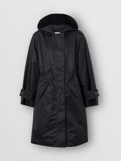 Shop Burberry Monogram Econyl® Jacquard Hooded Parka In Black