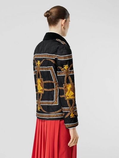 Shop Burberry Archive Scarf Print Diamond Quilted Jacket In Black