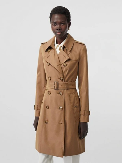 Shop Burberry Cotton Gabardine Trench Coat In Warm Taupe