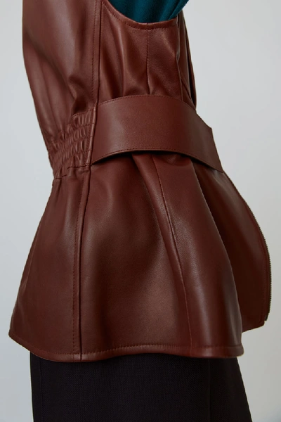 Shop Acne Studios Leather Gilet Cardinal Brown