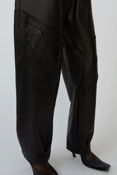 Shop Acne Studios High-rise Leather Trousers Black