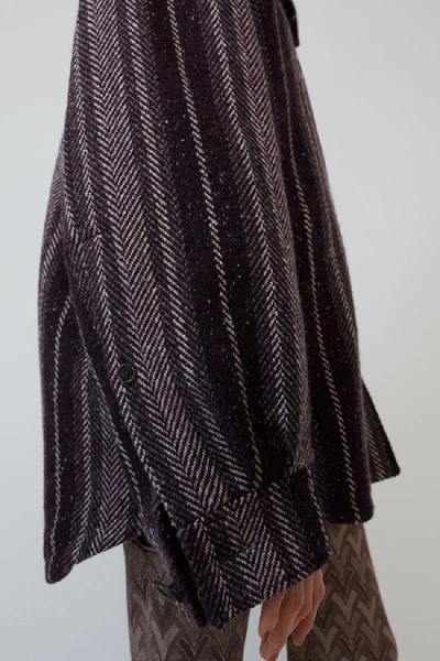 Shop Acne Studios Striped Twill Overshirt Black/purple