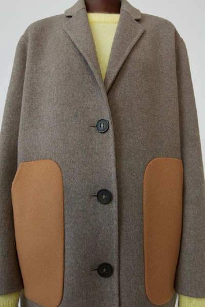 Shop Acne Studios Tailored Long Coat Stone Grey Melange
