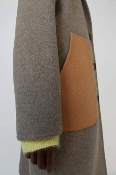 Shop Acne Studios Tailored Long Coat Stone Grey Melange