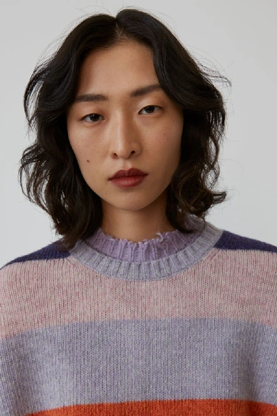 Shop Acne Studios Striped Sweater Lilac/multi