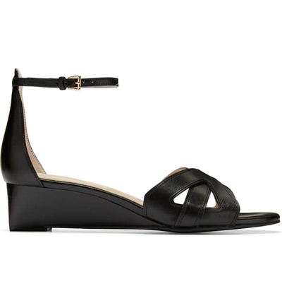 Shop Cole Haan Hana Grand Wedge Sandal In Black Leather