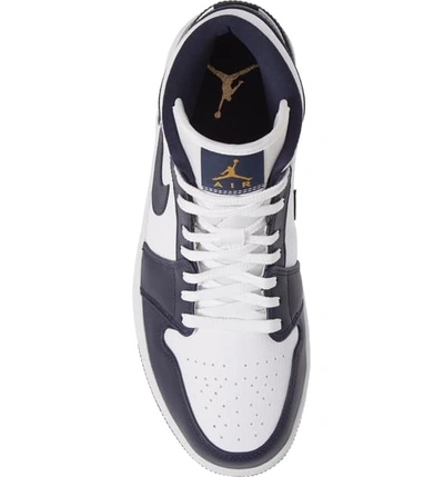 Shop Nike 'air Jordan 1 Mid' Sneaker In White/ Metallic Gold/ Obsidian