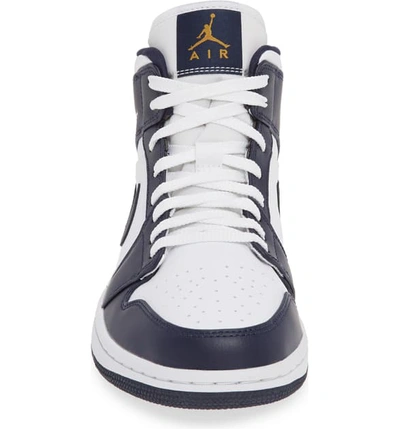 Shop Nike 'air Jordan 1 Mid' Sneaker In White/ Metallic Gold/ Obsidian