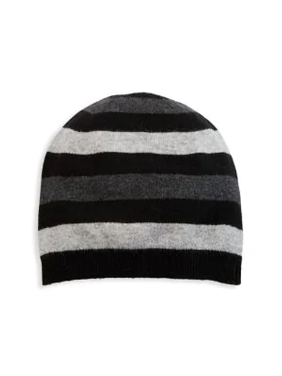 Shop Saks Fifth Avenue Men's Collection Striped Cashmere Beanie In Black Charcoal Grey