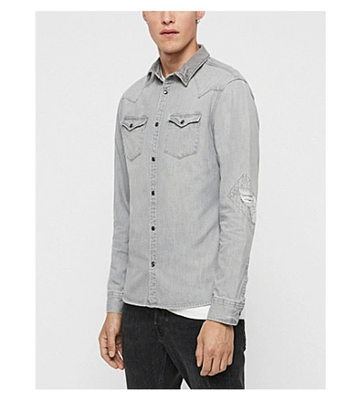 Shop Allsaints Giro Denim Shirt In Grey
