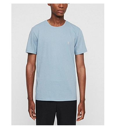Shop Allsaints Cooper Slim-fit Cotton-jersey T-shirt In Aegean Blue