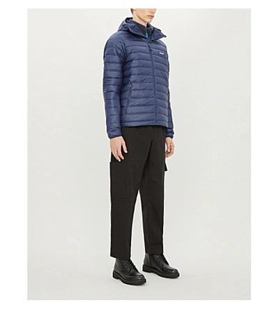 Shop Patagonia Hooded Padded Shell-down Jacket In Classic Navy