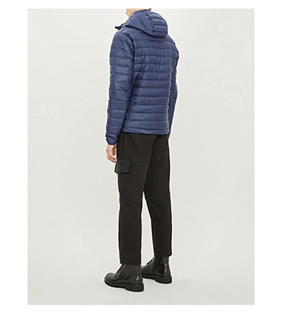 Shop Patagonia Hooded Padded Shell-down Jacket In Classic Navy
