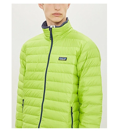 Shop Patagonia Funnel-neck Shell-down Jacket In Peppergrass Green