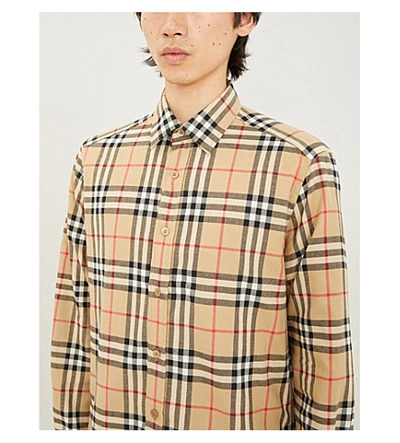 Shop Burberry Chambers Checked Regular-fit Cotton-twill Shirt In Archive Beige Ip Chk