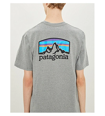 Shop Patagonia Fitzroy Horizon Recycled Cotton-blend Jersey T-shirt In Gravel Hthr
