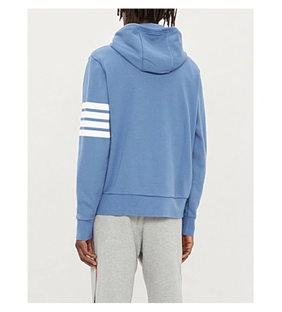 Shop Thom Browne Logo-print Cotton Hooded Sweatshirt In Dark Blue