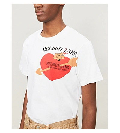Shop Helmut Lang Graphic-print Cotton-jersey T-shirt In Chalk White