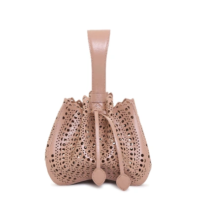 Shop Alaïa Rose Marie Small Light Beige Bag