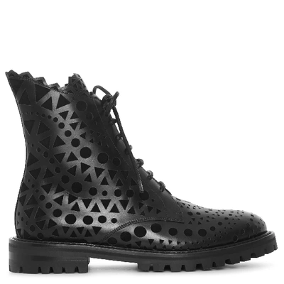 Shop Alaïa Black Laser Cut Flat Boots