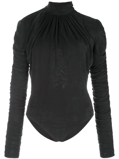 Shop Jonathan Simkhai Long-sleeve Bodysuit Top - Black