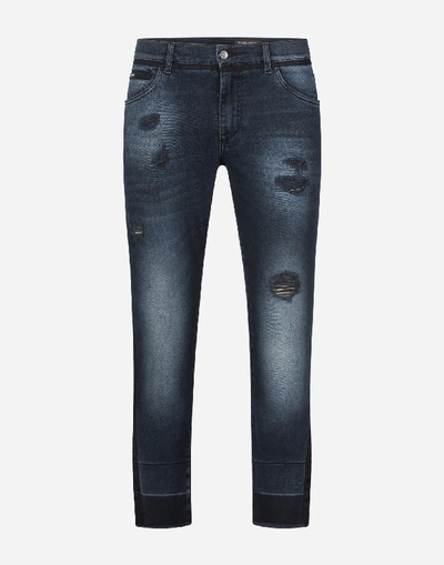 Shop Dolce & Gabbana Midnight Blue Slim-fit Stretch Jeans