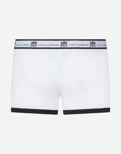 Shop Dolce & Gabbana Two-way-stretch Cotton Jersey Boxers In White
