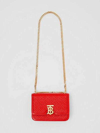 Shop Burberry Small Quilted Monogram Leather Tb Bag In Bright Red