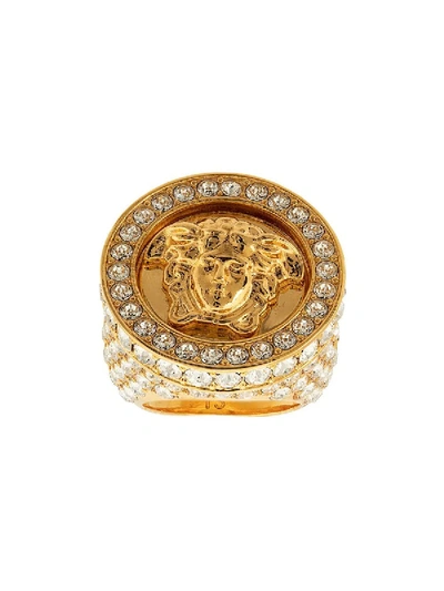 Shop Versace Embellished Crystal Medusa Ring