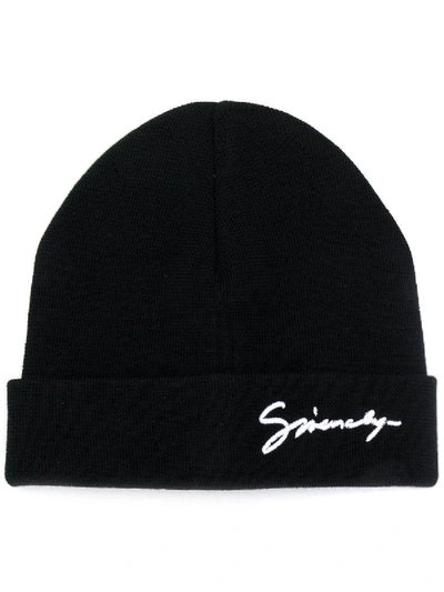 Shop Givenchy Logo Beanie Hat In Black