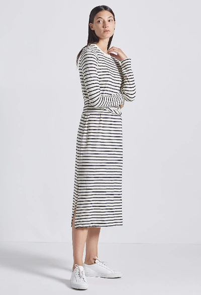 Shop Current Elliott The Studio Dress In White And Dark Navy Stripe