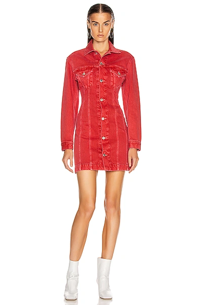 Shop Helmut Lang Femme Trucker Dress In Oxidized Red Stone