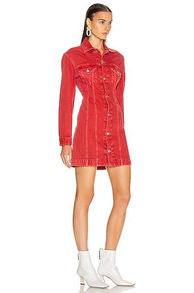 Shop Helmut Lang Femme Trucker Dress In Oxidized Red Stone
