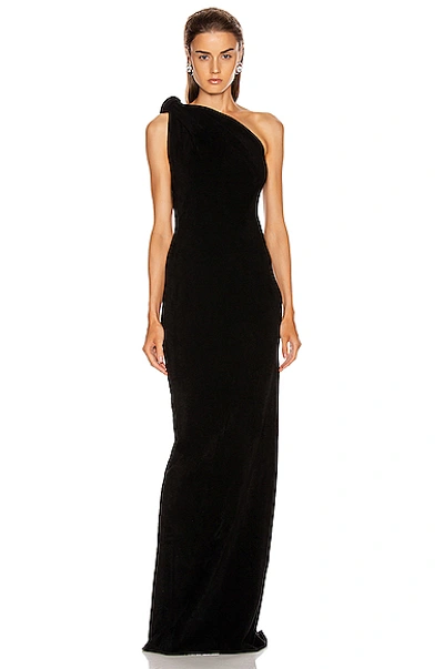 Shop Brandon Maxwell Knotted Top Dress In Black