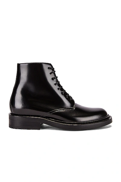 Shop Saint Laurent Army Lace Up Leather Booties In Black