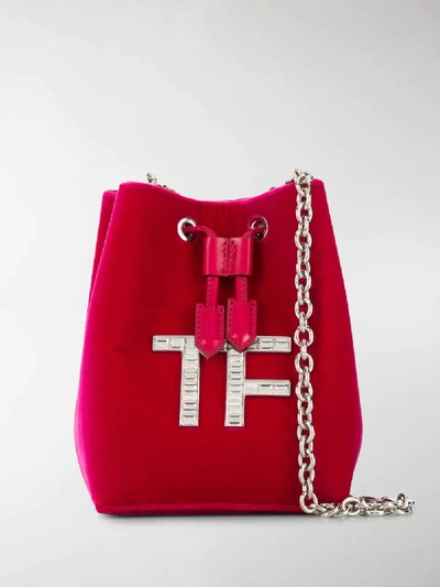 Shop Tom Ford Mini Velvet Bucket Bag In Pink