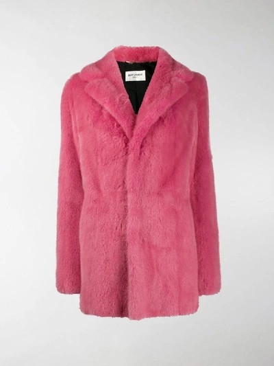 Shop Saint Laurent Mink Fur Coat In Pink