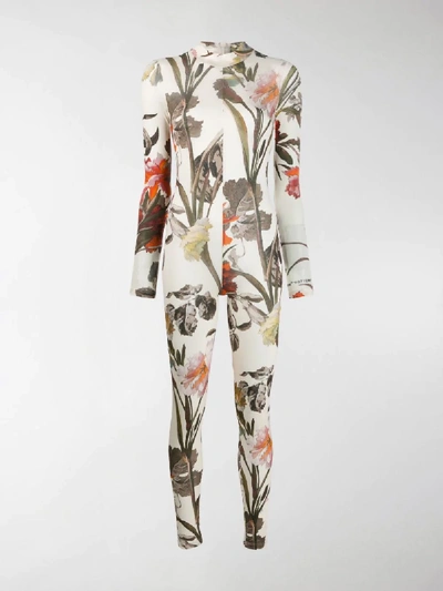 Shop Off-white Floral Bodysuit In Neutrals