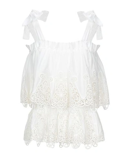 Dolce & Gabbana Tie-shoulder Broderie-anglais Cotton-blend Top In White