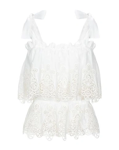 Dolce & Gabbana Tie-shoulder Broderie-anglais Cotton-blend Top In White