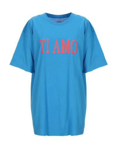 Alberta Ferretti Ti Amo Oversized Cotton Jersey T-shirt In Azure
