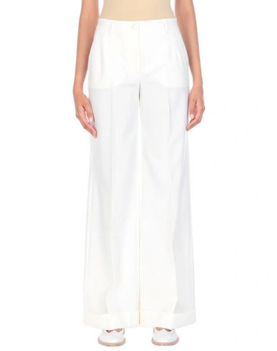 Shop Dolce & Gabbana Woman Pants Ivory Size 12 Virgin Wool, Polyamide, Elastane In White