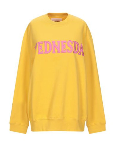 Shop Alberta Ferretti Woman Sweatshirt Ocher Size M Cotton In Yellow