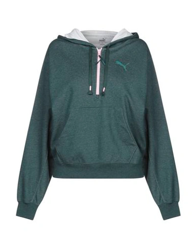 Shop Puma Hooded Sweatshirt In Green