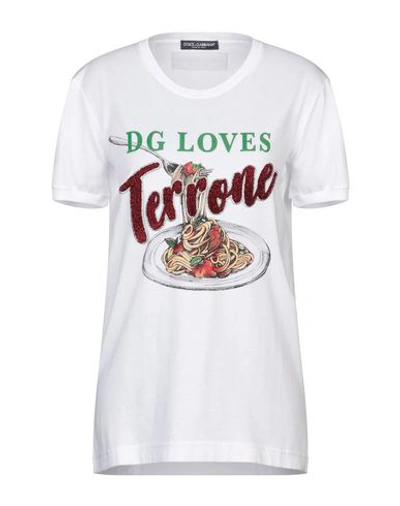 Shop Dolce & Gabbana Woman T-shirt White Size 0 Polyester, Viscose, Metallic Polyester (mp)