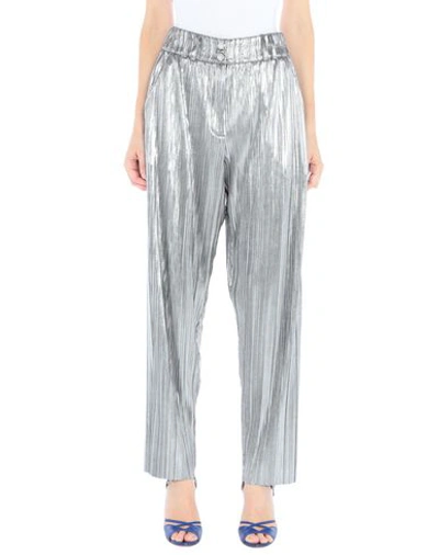 Shop Balmain Casual Pants In Silver