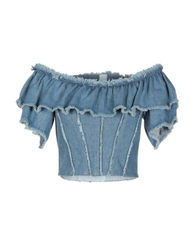 Shop Dolce & Gabbana Woman Denim Shirt Blue Size 0 Cotton