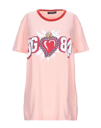 Shop Dolce & Gabbana Woman T-shirt Pink Size 8 Cotton